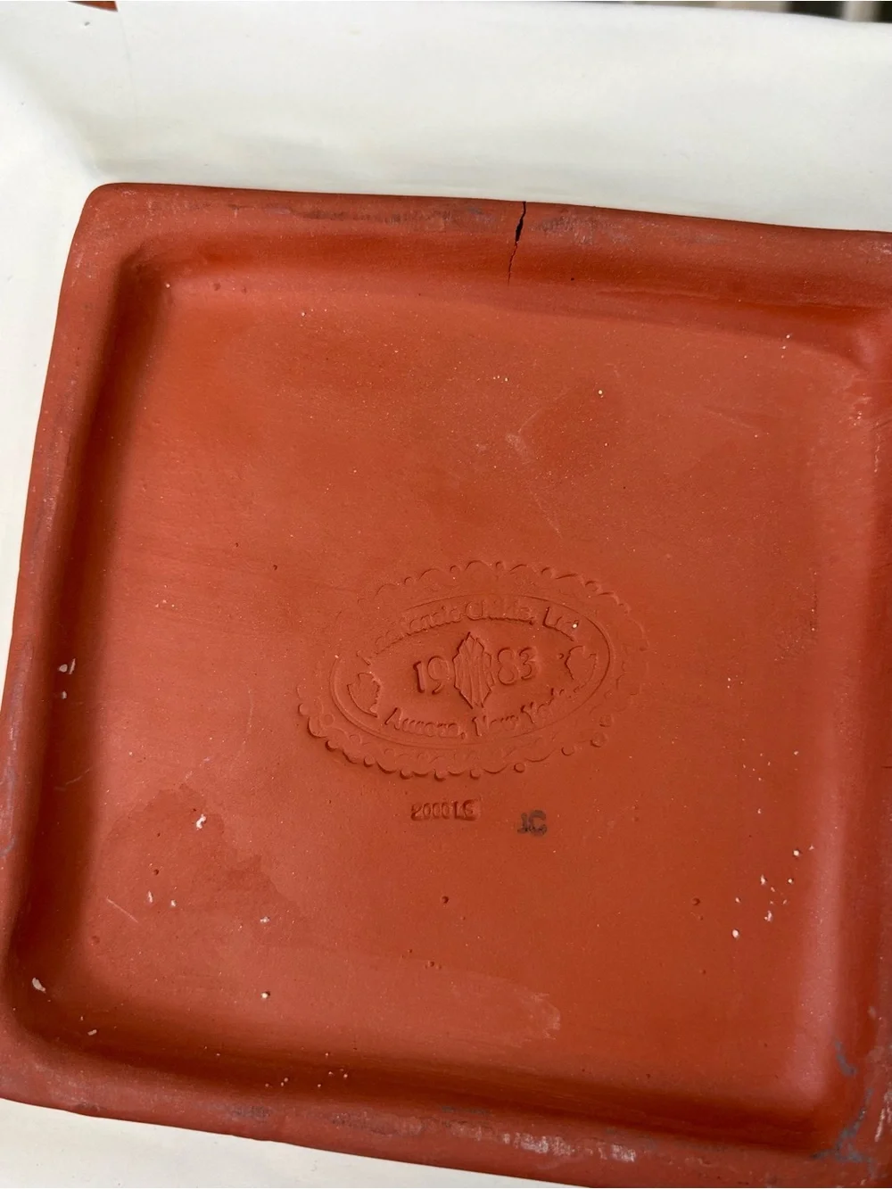 Vintage stamped 1983 Makenzie-Child’s hand painted ceramic square plate